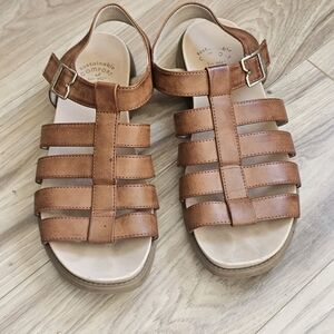 Dr. Scholl's  A OK Womens Tan Buckle Closurw Strappy Sandals  Size 8.5
